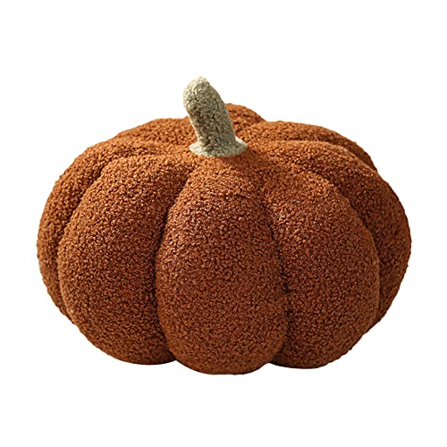 Aunaeyw Kürbis Wurfkissen Super Flauschiger Plüschkürbis Plüschtier Halloween Kürbis Dekokissen Kissen Heimdekoration Halloween Party Favors (13.8 inch, Coffee) von Aunaeyw