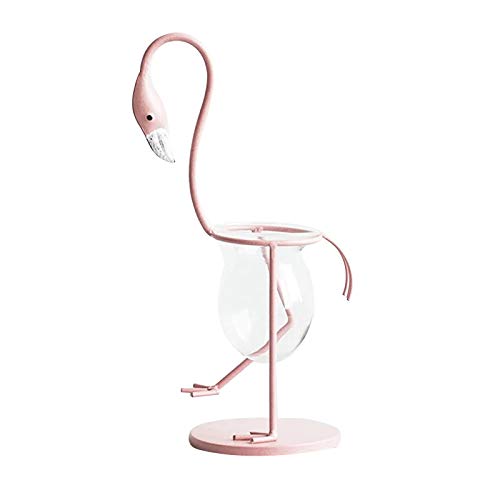 Molinter Hydrokultur-Blumentopf, Vasen, Flamingo, Hydrokultur-Glasflaschen, Blumenvase mit Flamingo-Regal für Heimdekoration (Rosa, Beinlift) von Aunaeyw