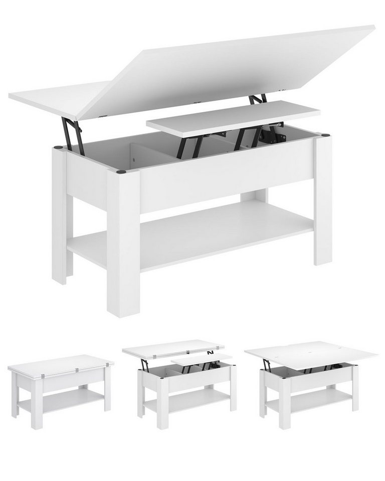 Aunfebrco Couchtisch 3-in-1-Multifunktionstisch mit Verstecktem Stauraum, höhenverstellbarer, Solide und langlebig von Aunfebrco