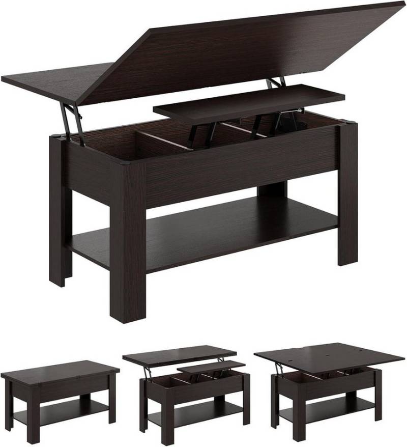 Aunfebrco Couchtisch 3-in-1-Multifunktionstisch mit Verstecktem Stauraum, höhenverstellbarer, Solide und langlebig von Aunfebrco