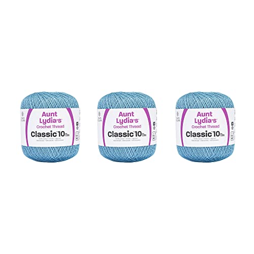 Aunt Lydia Classic Delft Crochet – 3 Pack mit 350 m/320 m – Baumwolle – Stärke 10 – Häkeln von Aunt Lydia's