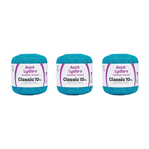 Aunt Lydia Classic Parakeet Crochet – 3 Stück à 320 m – Baumwolle – Stärke 10 – gehäkelt von Aunt Lydia's