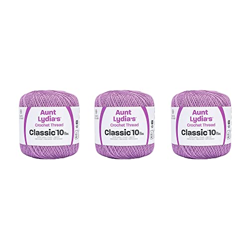 Aunt Lydia Classic Wood Violet Crochet – 3 Stück 350 m/320 m – Baumwolle – Stärke 10 – Häkelarbeit von Aunt Lydia's