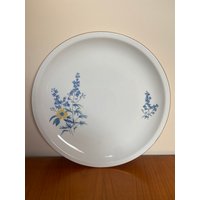 Art. 91 - Vintage Porzellanteller/Kuchenteller Blumenmotiv Blau/Gelb Mit Goldrand von AuntieMagpiesVintage