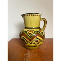 Art. 893 - Retro-Krug Mit Gelbem Zickzackmuster von AuntieMagpiesVintage