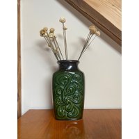 Art. 92 - Vintage Keramik Blumenvase Grün/Braun Veb Strehla von AuntieMagpiesVintage