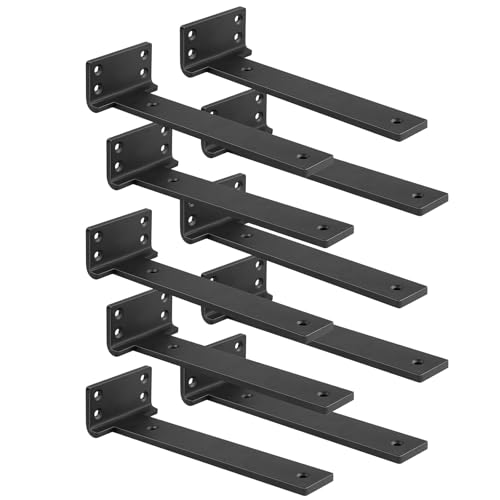 Schwebende Regalhalterung, 15,2 cm, 10 Stück, L-Halterungen für Regale, schwarzes Metall, robuste Regalhalterungen für Heimwerker, dekorativ, mit Montagezubehör Schwebende Regalhalterung, 15,2 cm, 10 Stück, L-Halterungen für Regale, schwarzes Metall, robuste Regalhalterungen für Heimwerker, dekorativ, mit Montagezubehör von Aunulahca
