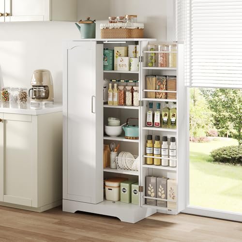 60×35×128cm, weiß, multifunktionaler Küchenschrank mit LED-Sensorleuchte, höhenverstellbaren Einlegeböden, Doppeltür mit Staufach, Kippschutzvorrichtung,geeignet für Küche,Wohnzimmer und Esszimmer. 60×35×128cm, weiß, multifunktionaler Küchenschrank mit LED-Sensorleuchte, höhenverstellbaren Einlegeböden, Doppeltür mit Staufach, Kippschutzvorrichtung,geeignet für Küche,Wohnzimmer und Esszimmer. von Aunvla