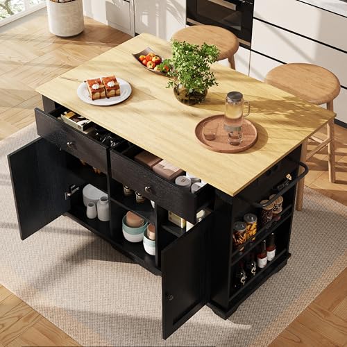 Aunvla Kücheninsel, Küchenwagen mit Steckdosenleiste ausgestattet, Küchenschrank, Servierwagen mit arbeitsplatte, buffetschrank, Speisewagen mit Holzmaserung, buffetschrank,Schwarz Aunvla Kücheninsel, Küchenwagen mit Steckdosenleiste ausgestattet, Küchenschrank, Servierwagen mit arbeitsplatte, buffetschrank, Speisewagen mit Holzmaserung, buffetschrank,Schwarz von Aunvla