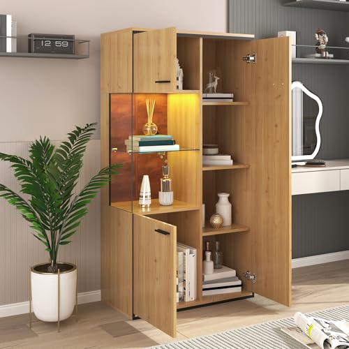 Aunvla Moderne Vitrine mit LED-Beleuchtung - 150Hcm - Glastür, Mehrzweckregale, 15 Farboptionen, Großer Stauraum, Glasboden, Schaukasten, Präsentationsmöbel, Schrank mit Beleuchtung,Möbel mit Glastür Aunvla Moderne Vitrine mit LED-Beleuchtung - 150Hcm - Glastür, Mehrzweckregale, 15 Farboptionen, Großer Stauraum, Glasboden, Schaukasten, Präsentationsmöbel, Schrank mit Beleuchtung,Möbel mit Glastür von Aunvla