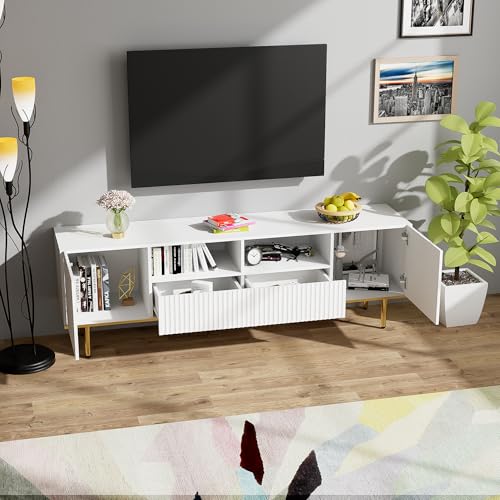 Aunvla Moderner TV-Schrank, TV-Möbel mit goldenen Füßen und goldenem Rand Beschreibung von Aunvla