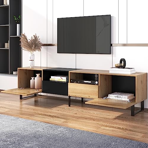 Aunvla Moderner TV-Ständer mit schwarzem und holzfarbenem Design – geräumiger Stauraum, robuste Konstruktion Aunvla Moderner TV-Ständer mit schwarzem und holzfarbenem Design – geräumiger Stauraum, robuste Konstruktion von Aunvla
