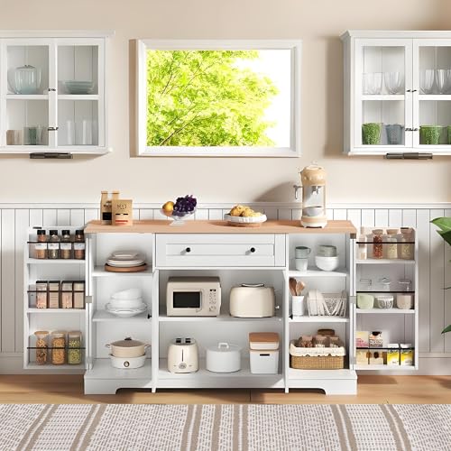 Aunvla Multifunktionales Küchenbuffet – 138 cm Sideboard mit Schublade, Regaltüren & verstellbaren Einlegeböden – Modernes Design mit Kippschutz, ideal für Küche, Wohnzimmer & Schlafzimmer Aunvla Multifunktionales Küchenbuffet – 138 cm Sideboard mit Schublade, Regaltüren & verstellbaren Einlegeböden – Modernes Design mit Kippschutz, ideal für Küche, Wohnzimmer & Schlafzimmer von Aunvla