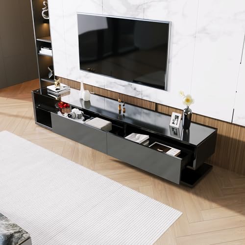 Aunvla TV-Schränke, Lowboards, Hochglanz-Wohnzimmermöbel. Glastrennwände und Variable LED-Beleuchtung. Es verbindet natürlichen, rustikalen Stil mit modernem Design. Aunvla TV-Schränke, Lowboards, Hochglanz-Wohnzimmermöbel. Glastrennwände und Variable LED-Beleuchtung. Es verbindet natürlichen, rustikalen Stil mit modernem Design. von Aunvla