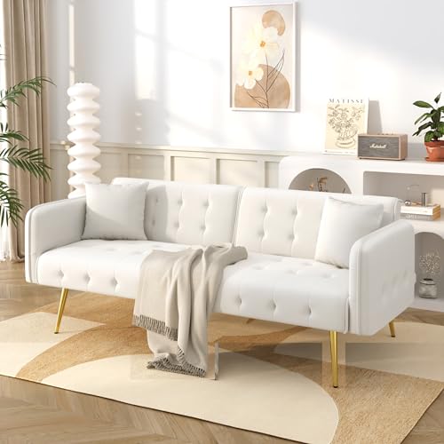 Aunvla Zweisitzer-Multifunktions-Sofabett mit Bettfunktion, Verstellbarer Rückenlehne + mehrstelligen Armlehnen. Modernes Faltsofabett für Wohnzimmer - Veloursbezug. Großzügiger Schlafbereich Aunvla Zweisitzer-Multifunktions-Sofabett mit Bettfunktion, Verstellbarer Rückenlehne + mehrstelligen Armlehnen. Modernes Faltsofabett für Wohnzimmer - Veloursbezug. Großzügiger Schlafbereich von Aunvla