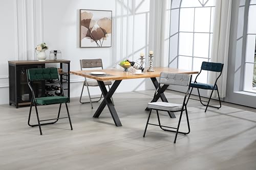 Folding Chairs 2 Pack - Foldable Dining Chairs with Cushion, Portable and Assembled Folding Extra Chair for Guests Kitchen Office Wedding Party Green von Aunvla