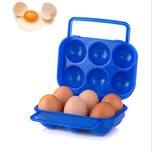 Aunye Eierkartons für 6 Eier,Kunststoff Eierschachteln Eierbehälter Multifunktionsbox,Eierschachteln Kühlschrank Lagerung,Eierbox mit Deckel zum Outdoor Picknick Camping (Blau) von Aunye