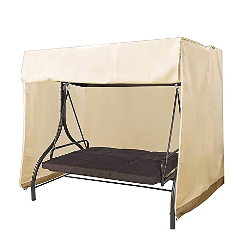 Aunye Hollywoodschaukel Schutzhülle,Wasserdicht Wetterfest Terrasse Abdeckplane,190T Oxford Gewebe Abdeckung,Abdeckhaube Plane mit 2 Reißverschlüssen 160 x 120 x 170 cm (Beige) von Aunye