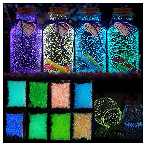 Aunye Leuchtender Sand im Dunkeln Leuchten - Fluoreszierender Sand Wunschflasche Aquarium Kiesdekor Langlebig leuchtender Kiesel - Pigmentpulver für Party Wishing Flasche DIY Dekoration (Blau) von Aunye