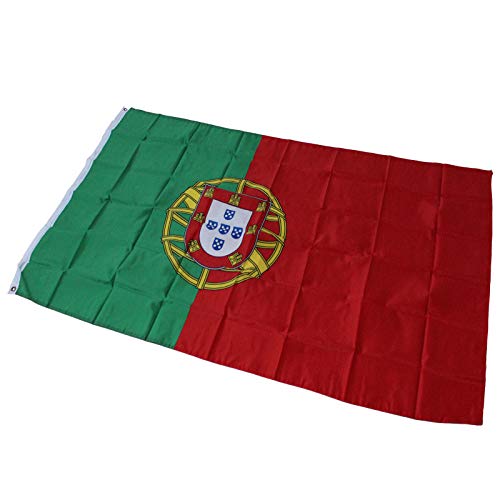 Aunye Portugal Flagge Gross 90x150 - Portugiesische Fahne Wetterfest & UV-beständig mit Metallösen (1pc) von Aunye