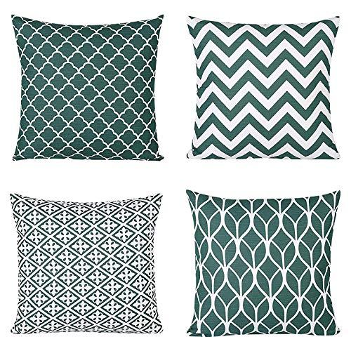 Aunye Set of 4 Linen Decorative Cushion Covers 45 x 45 cm for Sofa, Office, Geometric Line Pattern (B) von Aunye