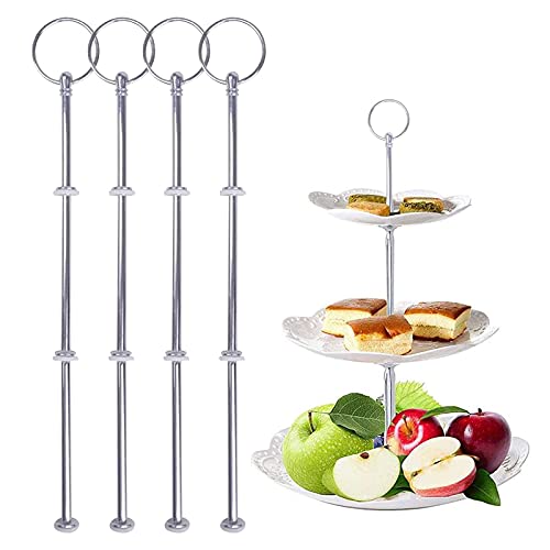 Auped 4 Sets silberfarbe Metallstange Mittellochausstech Tier Stand 2 bis 3 Etagere Etage Torten Hochzeitstorte Tortenstaender. (4) von Auped