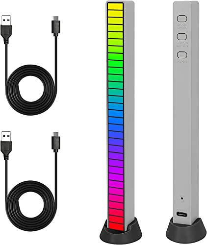 LED Lightbar,2pcs Musik Atmosphäre Partylicht USB-Aufladung Rhythm Recognition Light RGB Audio LED 32 Bit Led Sound Control Pickup Rhythm Lights mit Batterie für Autoparty im Freien von Auplf