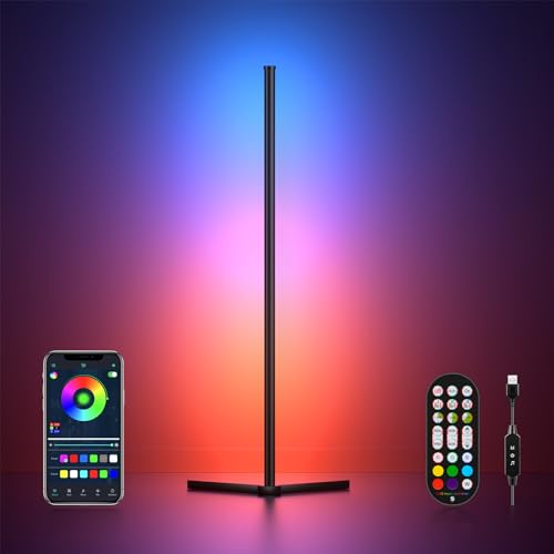 Led Stehlampe Dimmbar RGB Lampe mit Fernbedienung und App-Steuerung,USB-Betrieb,Musik Sync,16 Millionen Farben,DIY-Modus & Timing -Funktion Stehlampe Farbwechsel für Gaming Wohnzimmer Schlafzimmer von Auplf