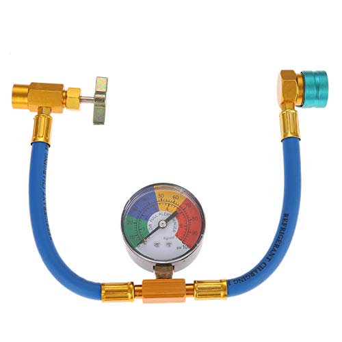 Aupoko R1234YF Kältemittel-Ladeschlauch-Kit, 1/2'' Acme Left Hand Self-Sealing Can Tap Opener, R1234YF Low Side Quick Coupler und Manometer für Auto und Home A/C Refrigerant System von Aupoko