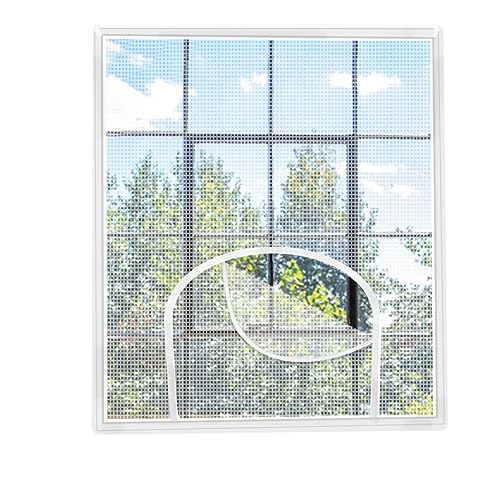 Auptiz Fliegengitter Fenster,Verstellbares Fensterbildschirm,mit Reißverschlussöffnung,120 x 120 cm,Insektenschutz,Verhindert das Eindringen von Insekten/Fliegen/Moskitos in den Raum,weiß,Ersatz von Auptiz