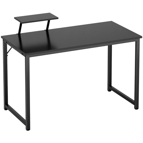Schreibtisch mit Ablagefach Computertisch Kleiner Schreibtisch büro Tisch geeignet für Büro oder Arbeitszimmer Computertisch aus Holz und Metall (Schwarz, 100x50CM) von AuraCraft