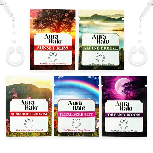 AuraHale Signature Pack – Nasendiffusorringe mit ätherischem Öl für tiefe Entspannung, konstante Energie und offene Atemwege, tragbare Aromatherapie, medizinisches Silikon, organisch von AuraHale