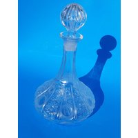 Vintage Schwere Klare Kristall Dekanter Glasflasche Und Stopper von AuraVintageBoutique