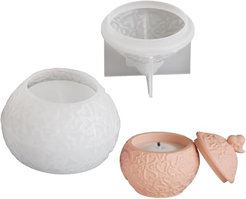 Silikonform mit Blumenstruktur – Runde Kerzendose mit Deckel für Harz, Wachs oder Gips Silikonform mit Blumenstruktur – Runde Kerzendose mit Deckel für Harz, Wachs oder Gips von Aurabeam