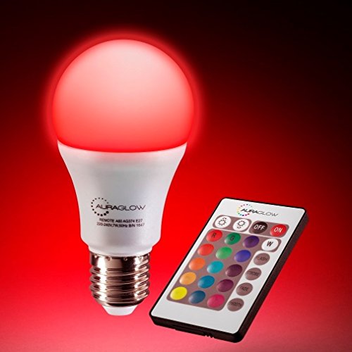 AURAGLOW Ferngesteuertes 7w LED Leuchtmittel mit Farbwechsel E27, Superhelle Dimmbare Warmes Weiss Version - 3. Generation von Auraglow