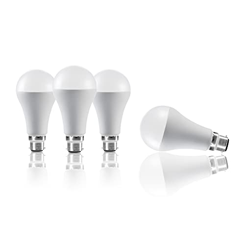 Auraglow Super helle 16w LED B22 Bajonett Glühbirne, kaltweiß, 6500K -1521 Lumen - 100W EQV - dimmbar - vier Pack von Auraglow