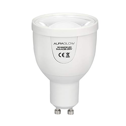Auraglow 2,4 GHz RF Fernbedienung CCT 5 W Dual White LED GU10 Leuchtmittel dimmbar einstellbare Farbtemperatur, Tageslicht, kühl, neutral, warm 2700 K bis 6500 K, 50 W EQV von Auraglow