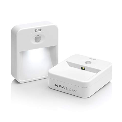 Auraglow 2.4ghz Kabelloses vernetztes Innen-PIR-Bewegungsmelder-LED-Nachtlichtsystem für die Sicherheit zu Hause, ideal für Flure und Treppen - Doppelpack von Auraglow