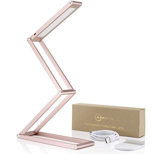 Auraglow Drahtlose Dimmbare Schreibtischlampe USB Wiederaufladbare Falten LED Leselicht (Blush) von Auraglow