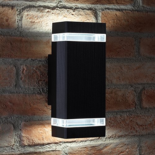 Auraglow Indoor/Outdoor Double Up & Down Wandleuchte - Schwarz - Cool White LED-Lampen inklusive von Auraglow