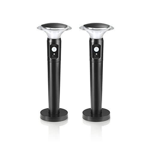 Auraglow Kabellose batteriebetriebene Outdoor-PIR-Bewegungssensor-aktivierte moderne LED-Gartenwege, wetterfest, 2er-Pack mit Erdspieß und Montagefuß von Auraglow