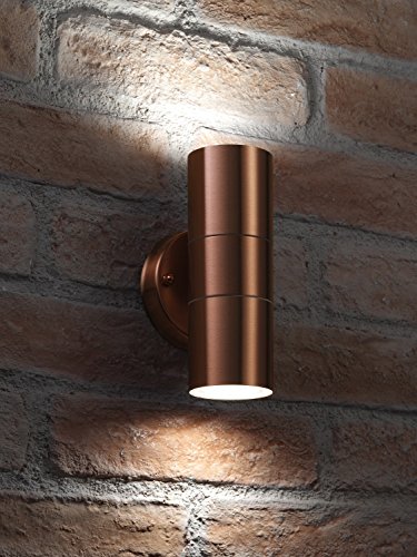 Auraglow Kupfer Rostfreier Stahl Zweiweg Wandleuchte - 2 x LED Glühbirne (Kaltes Weiß) 7W Inbegriffen von Auraglow