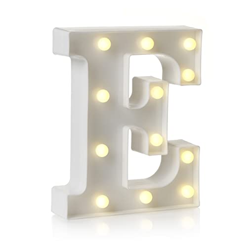 Auraglow LED Alphabet Buchstaben & Zahlen Licht Schild Dekorationen Lampe für Zuhause Geburtstag Party Event, Nachtlichter, batteriebetriebene Buchstaben und Zahlen mit vier Stunden Timer (E) von Auraglow