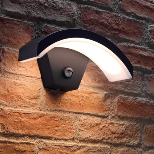 Auraglow LED-Außenwandleuchte mit integriertem LED-Bewegungs-PIR und Tageslichtsensor Ideale Sicherheitsleuchte im modernen wetterfesten (IP54) - für Veranda, Gärten oder Einfahrten von Auraglow