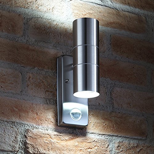 Auraglow PIR Bewegungssensor Edelstahl Sicherheitslicht Hoch & Runter IP44 Wandlicht fürs Freie - Birnen Inbegriffen Auraglow PIR Bewegungssensor Edelstahl Sicherheitslicht Hoch & Runter IP44 Wandlicht fürs Freie - Birnen Inbegriffen von Auraglow
