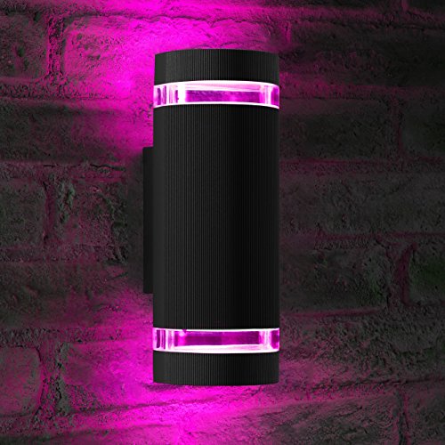Auraglow RF Fernbedienung Farbwechsel LED Double Up & Down Außenwandleuchte - Schwarz - Twin Pack Bundle von Auraglow