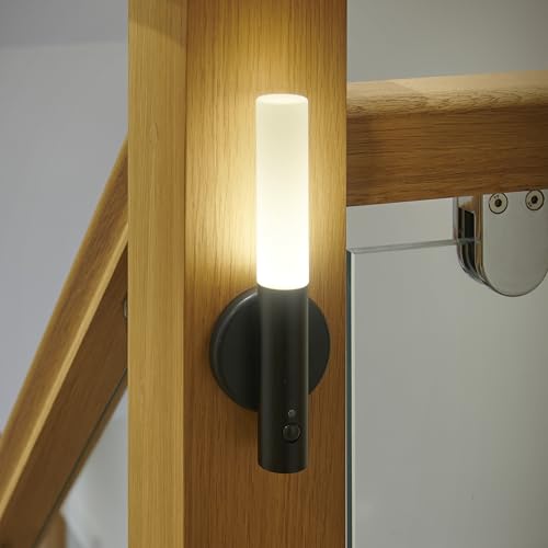 Auraglow Smart LED Sensor Wandleuchte - Tragbar - Wiederaufladbares Nachtlicht - Innenbereich - Magnetfuß (2 Pack, Schwarzes Metall) von Auraglow