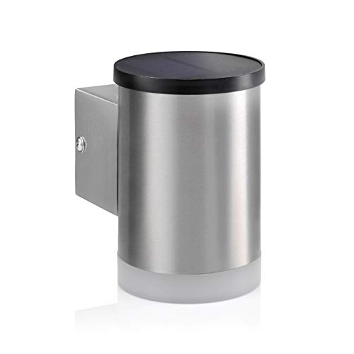 Auraglow Solar Powered Twilight und Wireless Outdoor Garden Security LED-Wandleuchte im runden Lichtdesign - Silber von Auraglow
