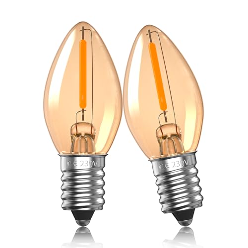 Aurahome 0.5W E14 LED Glühbirnen, C7 Salzlampe Glühbirne, 2200K Bernstein warmes weißes Nachtlicht Glühbirne, SES LED Vintage Kerze Glühbirnen, Mini E14 kleine Schraube Edison Birne-2Pack Aurahome 0.5W E14 LED Glühbirnen, C7 Salzlampe Glühbirne, 2200K Bernstein warmes weißes Nachtlicht Glühbirne, SES LED Vintage Kerze Glühbirnen, Mini E14 kleine Schraube Edison Birne-2Pack von Aurahome