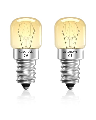 Aurahome E14 Salzlampe Glühbirne, Backofenlampe 25W, 300 Grad beständig, 150LM 2400k E14 Warm White Kühlschranklampe, SES Salzlampe/Backofenlampe, 230V von Aurahome